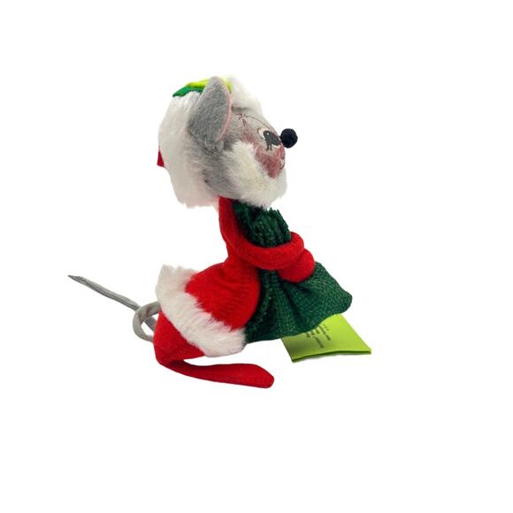 ANNALEE Doll Christmas Mouse Santa Claus w/Toy Burlap Bag w/Tag, Vintage 1965-67 - Picture 3 of 9